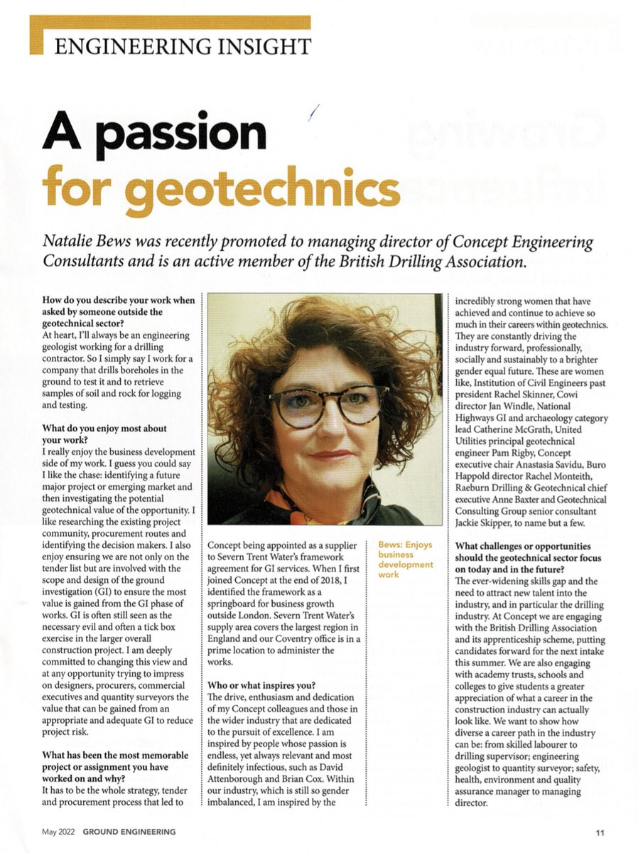 ConceptSI's tweet image. Our Managing Director Natalie Bews in the most recent issue of Ground Engineering Magazine
Well done Natalie!!
#groundengineering #geotechnicalengineering #engineeringinsight #apassionforgeotechnics