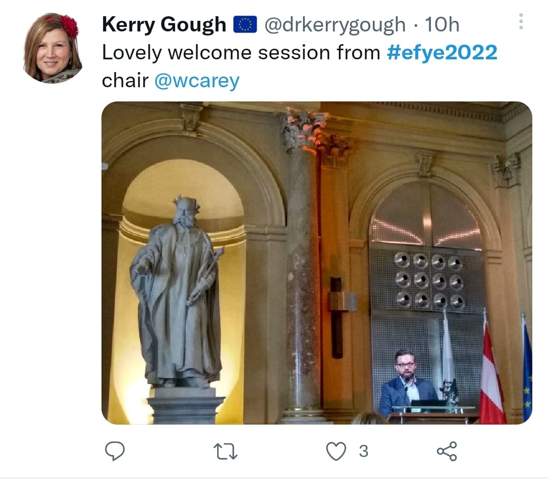 wcarey's tweet photo. Fantasitc few days spent chairing #efye2022, attending #EmpSymp22 & in the meantime having throwback moments to #efye2017 #efye2015 #efye11, aided in no small part with opportune bump into @stuart3brand...in all places of Old Joint Stock! Head full of ideas -thanks all. https://t.co/1H227Pbwi4