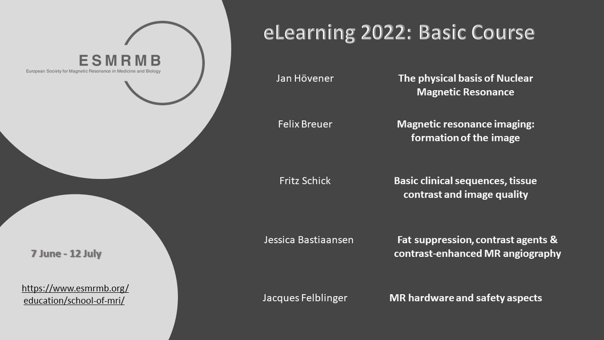 ESMRMB's tweet photo. Clinicians, biologists and technicians! 

Don't miss the School of #MRI basic course on practical #MRphysics.

🔴Early fees until May 10
🟢Register here: https://t.co/jvAENFWBdT

All recordings will be provided to registered participants. https://t.co/EZp4tTF0uc