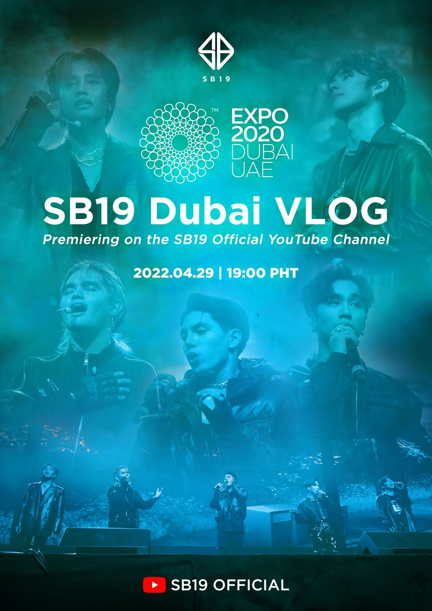 SB19Official's tweet photo. 📣 SB19 EXPO 2020 Dubai VLOG

What's up A'TIN! Get an insider look on what Mahalima did while they were in the City of Gold! 💙🛫

Premiering April 29 (Fri), 7 PM PHT at the SB19 Official YouTube Channel 

#SB19 https://t.co/jknk6IUJtU