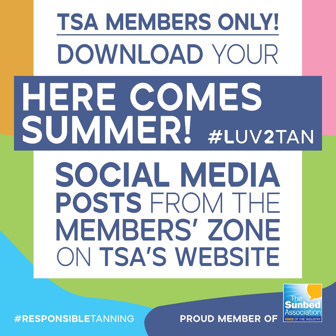 Summer is coming = sunny holidays & tanning! Download your FREE #ResponsibleTanning info posts to use on your salon's social media - available to TSA members only. #HereComesSummer #LUV2Tan #ResponsibleTanning #Summer #Tanning #Sunbed #MembershipBenefit #OurMembersAreTheBest