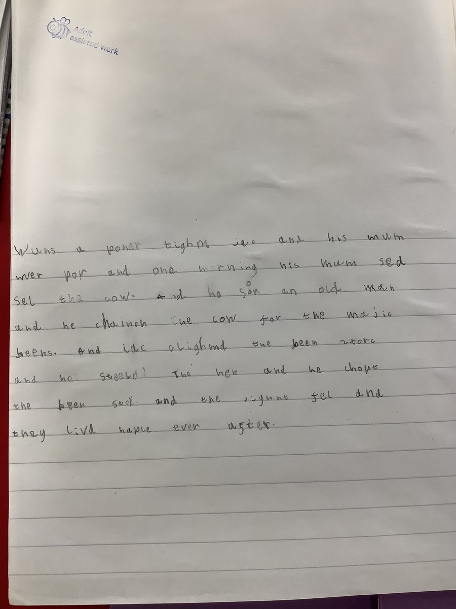GPSlovesreading's tweet photo. Our reception children have been retelling Jack and The beanstalk! Look at the quality and high standard of that writing. Incredible! @OUPPrimary ELS is working wonders for our writing and spelling! #ELS #EYFS #earlywriting #Reception #writing #phonics https://t.co/u4lE6GTurW