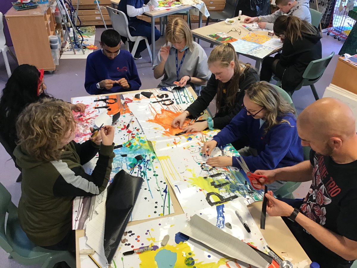 PWS_Students's tweet photo. We have been busy in art, making posters to support The Five Ferries Cycle challenge, In memory of out former student Patrick who sadly passed away. His dad Martin is cycling 170 miles in the Scottish islands. To raise funds for out school. 

https://t.co/Uo062WPiaP https://t.co/Aeo7AfwKih