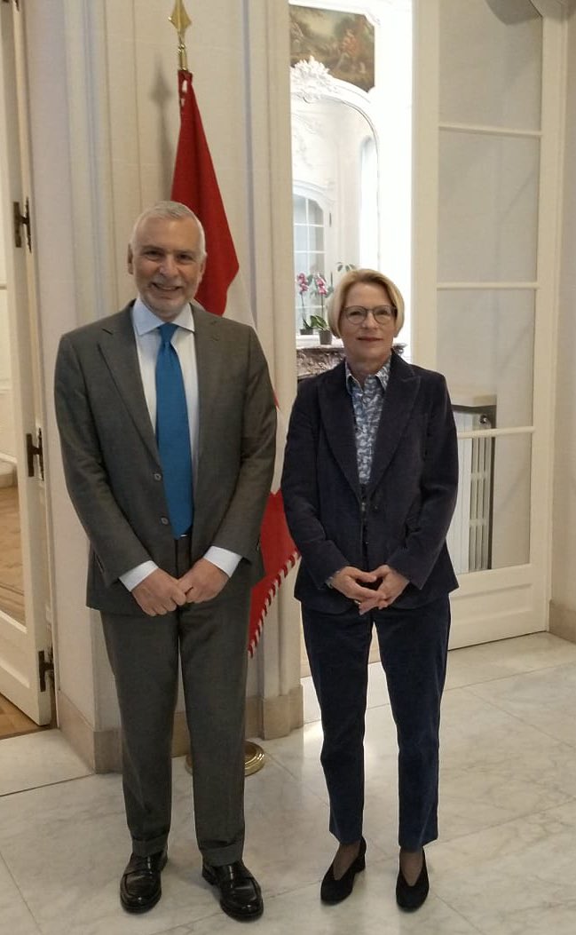 Happy to meet again with Livia Leu <a href="/SwissMFAStatSec/">Alexandre Fasel</a> to discuss a wide range of topics on our common agenda. Grateful for🇨🇭support to EU endeavours to help Ukraine. In face of the Russian aggression, the community of values in Europe has proven strong and will remain unwavering.