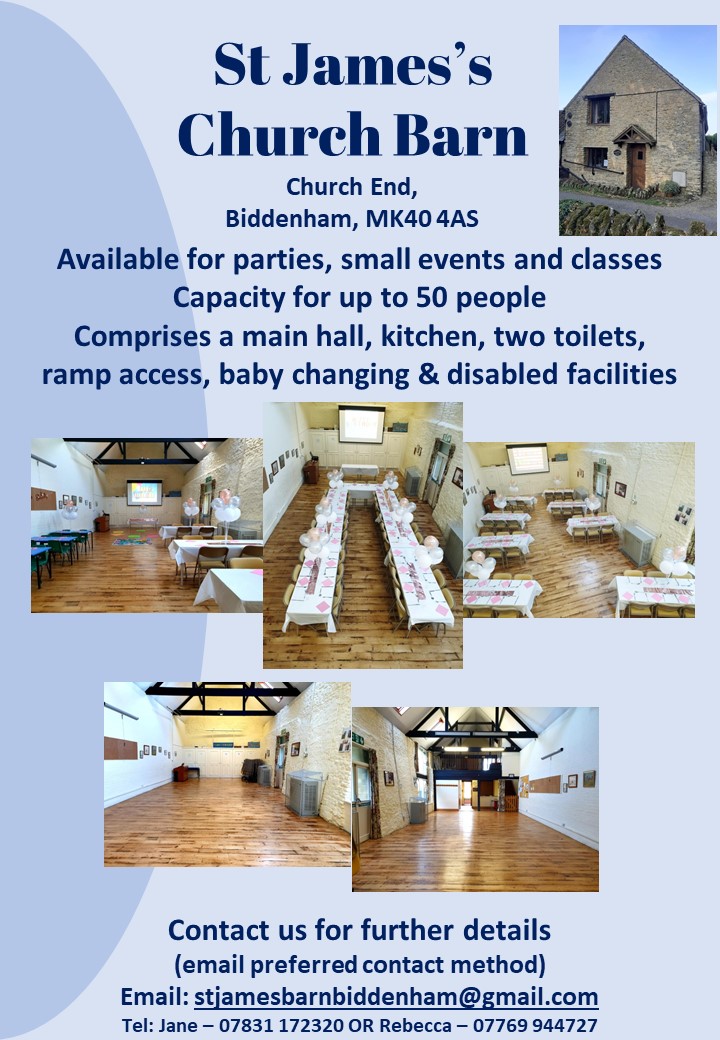 BiddenhamChurch's tweet image. St James's Church Barn, an ideal space for meetings, regular classes, small parties and other events.