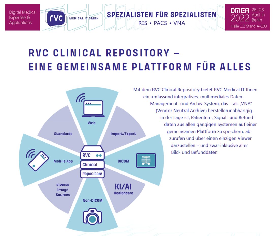RVCMedicalIT's tweet photo. Unser #dmea Messehighlight - das sollten Sie nicht verpassen!
Halle 1.2 Stand A-103 https://t.co/ANVV2QOhXo