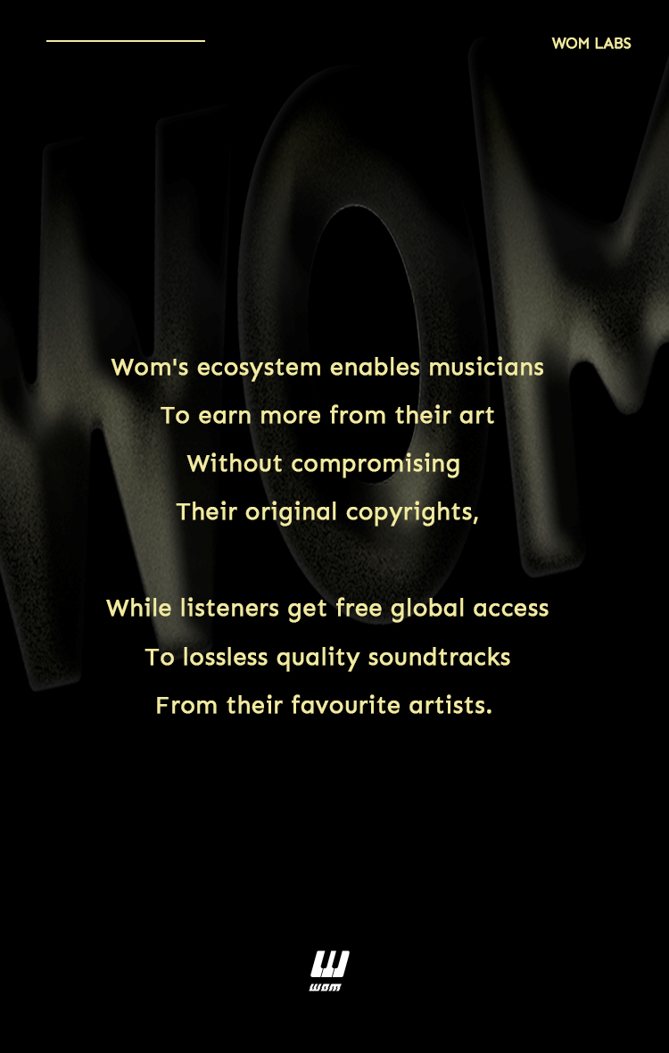 While exploring new possibilities in the metaverse of Web 3.0, Wom Labs came up with a revolutionary and brand new music ecosystem for contemporary artists, musicians, and their fans.
#Web3 #NFTs #MusicNFT