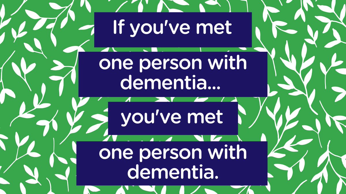 Some valuable #WednesdayWisdom for today: No two people will experience dementia in the same way. Every person with dementia is unique, and will require different levels of care, support and communication. No one should be defined by their condition.