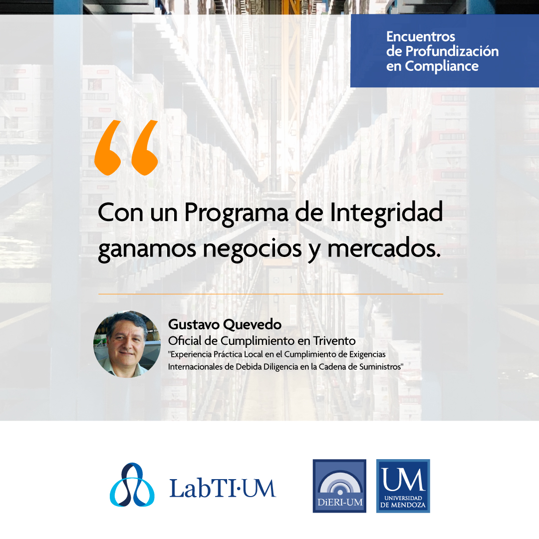 "Con un Programa de Intntegridad ganamos negocios y mercados" Gustavo Quevedo.

👉 Más información sobre LabTIUM: bit.ly/3As7l1x
👉 Más info sobre el ciclo: bit.ly/CicloCompliance

#Exportación #Transparencia #Integridad
#compliance 

<a href="/UdeMendoza/">UM</a> 
<a href="/ExtensionUM/">ExtensiónUM</a>