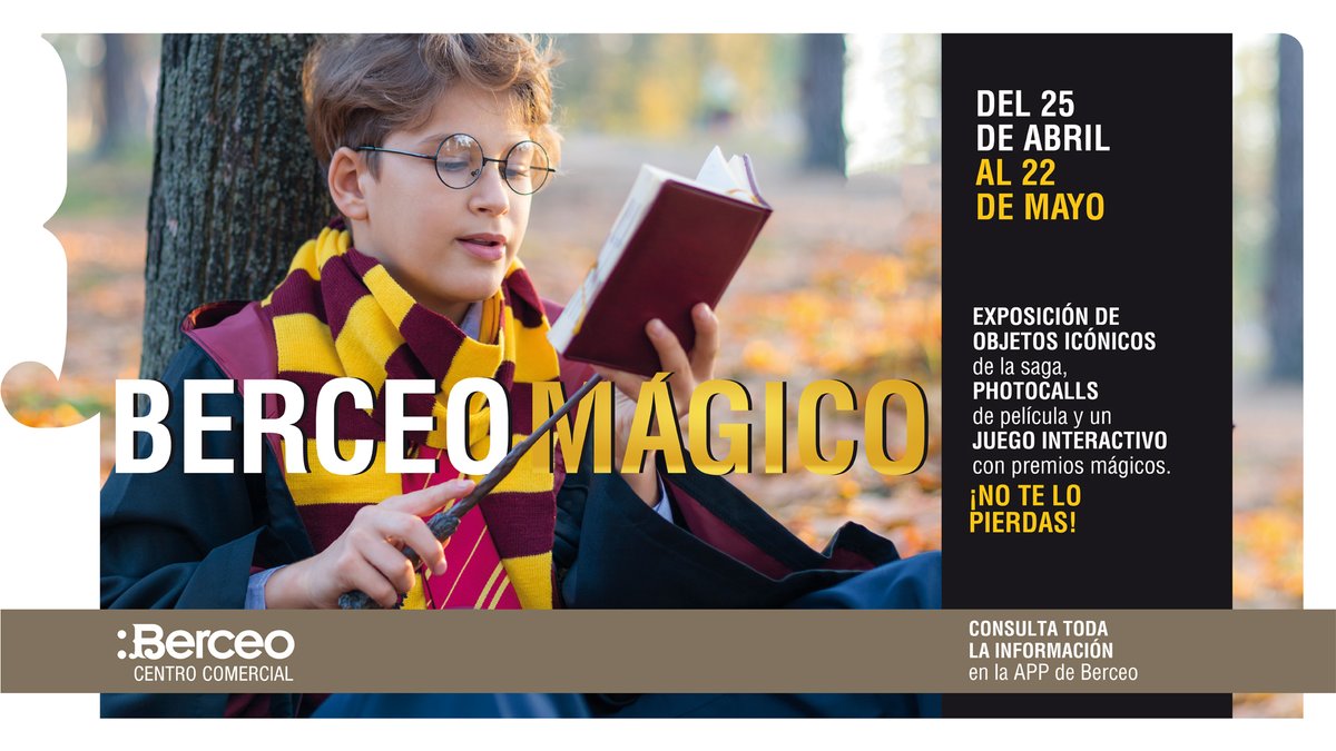 No te pierdas la exposición de objetos icónicos de la saga mágica más famosa, photocalls de película y un juego interactivo con premios súper chulos 🎁🎬
Disfruta de un mes mágico en Berceo 📸🧙
ℹ️ bit.ly/3xVZ07F 

#BerceoMágico #ExposiciónMágica #ExposiciónBerceo