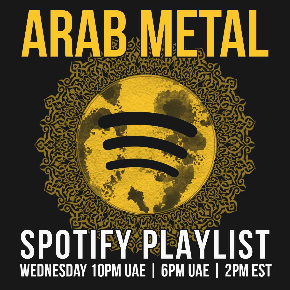 UnmutedShow_'s tweet photo. SPOTIFY HAS AN “ARAB METAL” PLAYLIST
… but there are a bunch of things wrong with it.
Let’s fix that!
Tonight 10pm UAE | 6pm GMT | 2pm EST
#unmutedshow #arabmetal #SpotifyPleaseFixThis https://t.co/tzBOQg6DXr