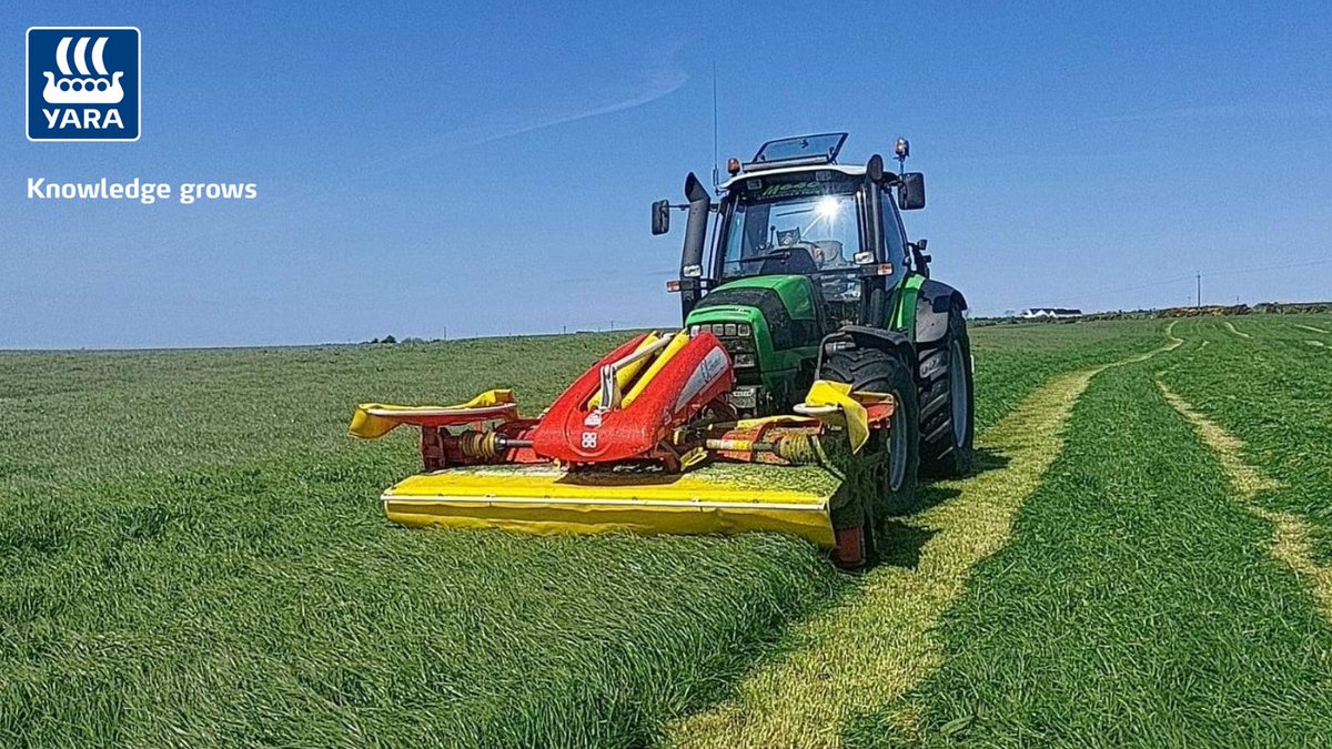 Yara_Ireland's tweet photo. A happy Yara customer cutting 1st cut silage up in the North Coast of Ireland. They sowed YaraVera Amidas in the middle of March and are now cutting a super sward of grass for 1st cut! 🌱👍

#GrowTheFuture #KnowledgeGrows #Fertiliser #Farming  #Grassland #Amidas #GrassToMilk https://t.co/R4TMDoZXr8