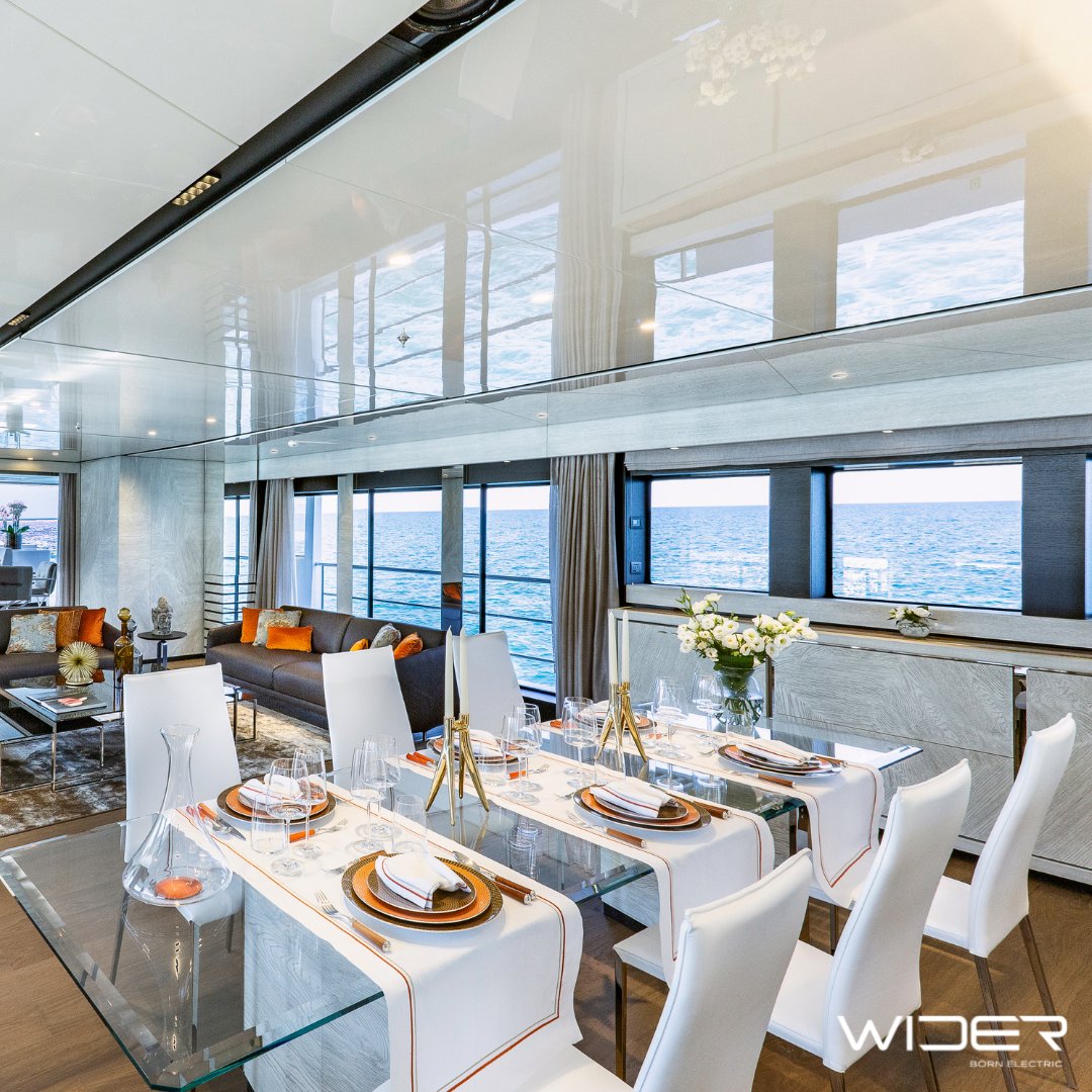 WIDERYACHTS's tweet photo. Wider 165: enjoy lunchtime in an open space bright lounge!
Discover more at https://t.co/dwhyx4yMG8

#zeroemissionmode #teamwider #greenyachtingpioneers #greenyachting #hybridyachts #yacht #superyacht #yachting #yachtlife #hybridtechnology https://t.co/DhvqkI0KaJ