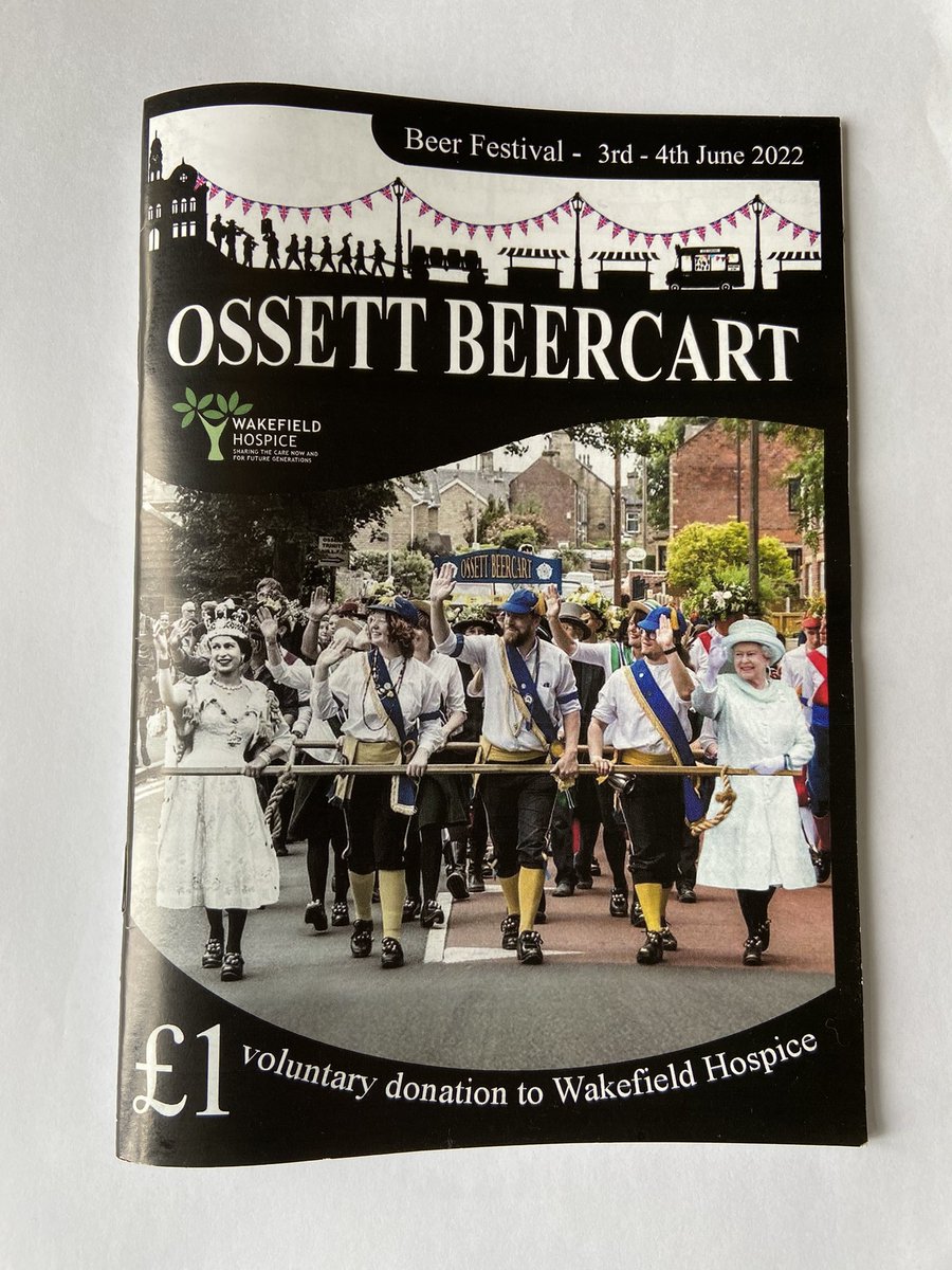 This years programme is now available to buy from <a href="/bierhuis1/">Bier Huis®️</a> for a recommended voluntary donation of £1. All money goes to <a href="/WfldHospice/">Wakefield Hospice</a> 
#ossettbeercart #beercart #beercartprogramme #bierhuis #ossett #beer #beerfestival #jubilee #jubileeweekend #queensjubilee #queensjubilee2022