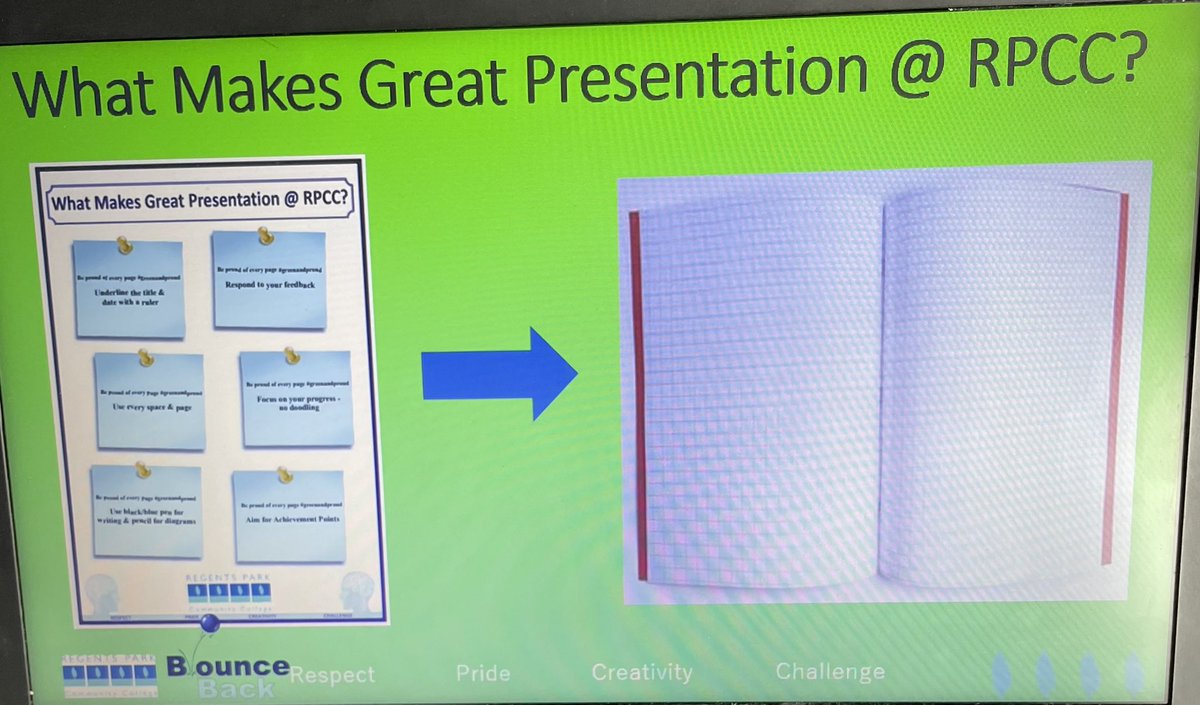 Big focus on high expectations for improved presentation of students’ work <a href="/RegentsParkCC/">Regents Park Community College</a> initiated today! Miss Reed presented our new student document in Briefing this morning &amp; many shiny new rulers &amp; pens were provided! #greenandproud @EnglishMediaRP <a href="/SciRPCC/">RPCC Science</a> @historyrpcc