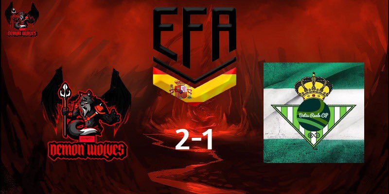 🏁 VICTORIA PARA LOS LOBOS 2-1 EN @efaPSNspain !!
⚽️ <a href="/Gonzalo4919/">Gonzalo4919</a>  ⚽️ <a href="/Gonzalo4919/">Gonzalo4919</a> 
Nuestro delantero Gonzalo sigue con su increíble racha de goles 🔥☄️ 
Muy buen partido @Betis_RealeCP 🤝🏼
#demonwolves #fearthewolf