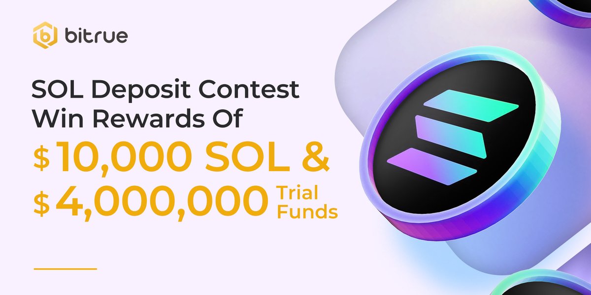 BitrueOfficial's tweet photo. We are excited to welcome $SOL to the elite group of base currencies on #Bitrue, so we're having a $SOL deposit contest to celebrate!

📅11:00 Apr 27, 2022 - 15:00 May 05, 2022 UTC

🎁$10,000 SOL &amp; $4,000,000 Trial Funds

Get your exclusive rewards NOW👇
https://t.co/4cGWctGxnn https://t.co/aUvBHuLT7y