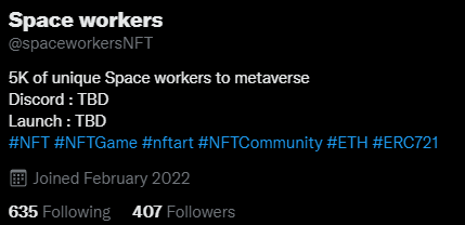 spaceworkersNFT's tweet photo. We hit 400Followers!
let us talk about our #Spaceworkers
We are 5K of unique space rangers!
don't know when the mint will be (it's up to you guys)
our part of minted ETH will be donate to #Ukraine to save people, and our #P2Egame will be fantastic with #spacetoken https://t.co/SWCJOiCQcF