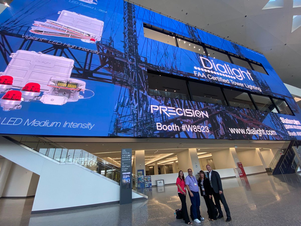 Dialight's tweet photo. Today is the last day of the #NABShow! To check out FAA Certified #TowerLighting stop by the Las Vegas Convention Center at one of our authorized distributor booths Precision Communications (#W8523) or Slatercom (#W8103)! https://t.co/Jd6gpf3Uy1