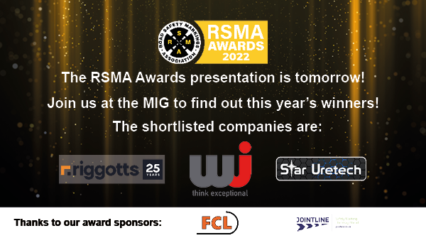 Roadsafetymark's tweet photo. The RSMA Awards 2022 will be announced tomorrow! 
Good luck to our shortlisted finalists @WJ_UK, @RiggottsUK and @staruretech. 
Thanks to our sponsors @JointlineLtd and @FCL_Kelvedon. 

#RSMA #awards #finalists #shortlist #winners #inittowinit #roadmarking #highways #industry https://t.co/RxaYdFL5Pt