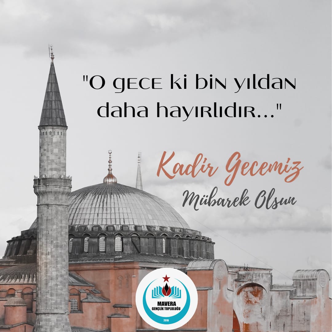 "Bin aydan daha hayırlı olduğunun müjdelendiği mübarek #KadirGecesi'nin hikmeti, nuru tüm insanlığın üzerine olsun.
Dualarımızın kabul edilmesini diliyor, bu mübarek gecenin hayırlara vesile olmasını temenni ediyoruz."