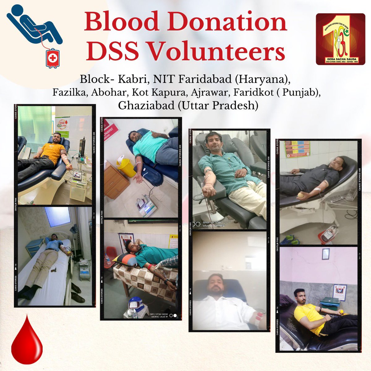 DSSNewsUpdates's tweet photo. Embarking on the path shown by his holiness St. @Gurmeetramrahim Singh ji Insan,DSS volunteers from Punjab, Haryana &amp; U.P. donating blood to reduce the suffering of ppl in need. #humanity #DeraSachaSauda #WelfareWorks #DonateBloodSaveLife #donateblood #BloodDonation #donatelife https://t.co/Ii6hP9Dk53