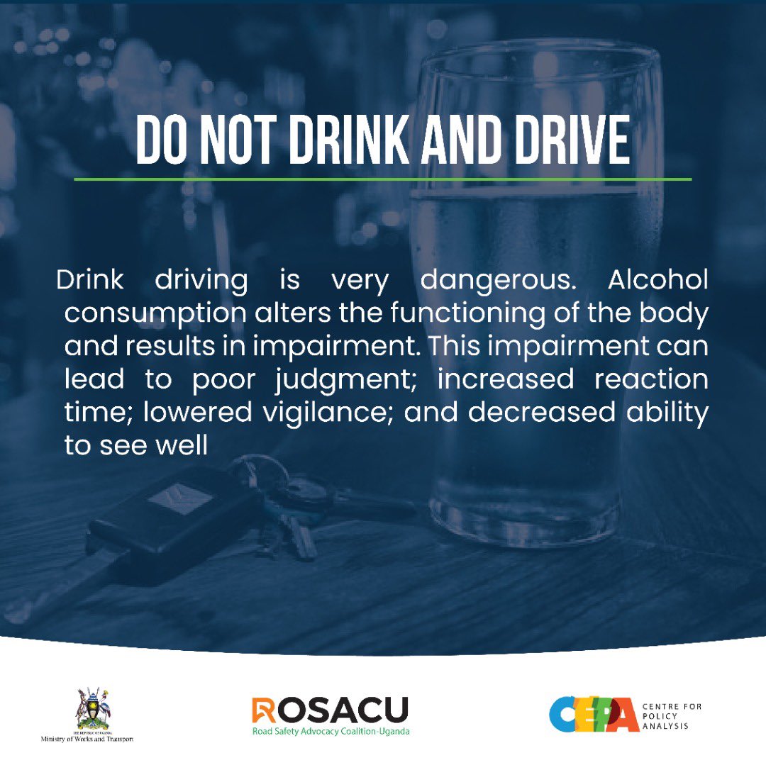 Rachealkyy's tweet photo. Avoid driving when drunk
Let’s save lives
#RoadSafetyUg https://t.co/EjkQ26pfkP