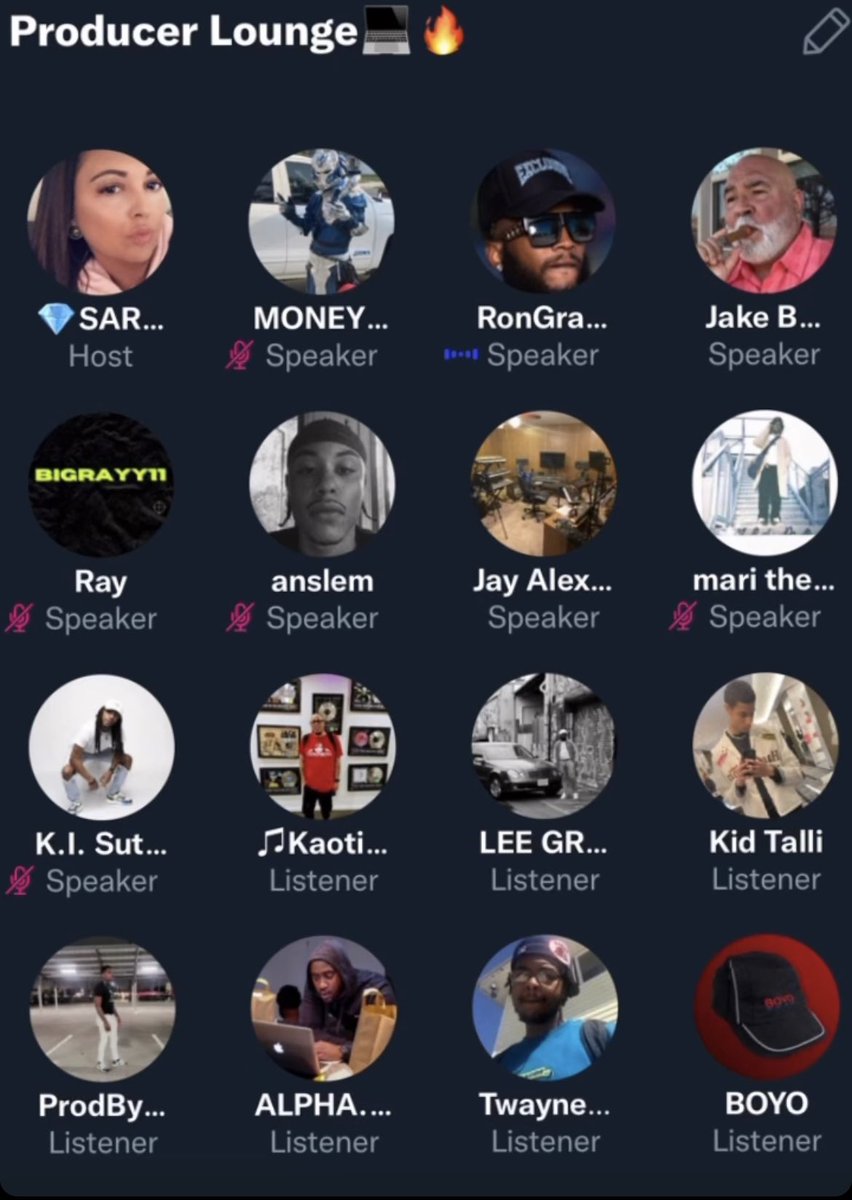 S/0 everyone in the  “Producer Lounge” Twitter Space last night💯