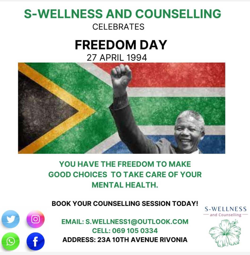 SWellnessandco's tweet photo. Happy Freedom Day!! 

Today we remember how far we have come as a country. Use your freedom wisely. Take care of your mental health. Book your session today😉 https://t.co/za5d78rWPW