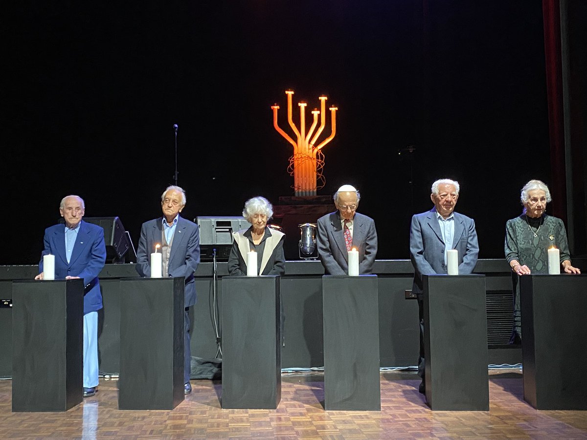 scottfarlow's tweet photo. Six million Jews were murdered during the holocaust by the Nazis. Six survivors lit candles 🕯 in memory tonight at the @NSWJBD Yom Hashoah commemoration. They tell their story for those who cannot. #NeverForget #NeverAgain https://t.co/7FfRsUz3ks
