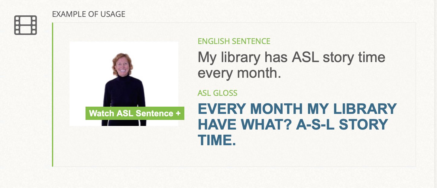 Signing Savvy on Twitter "Today’s example ASL gloss is available at