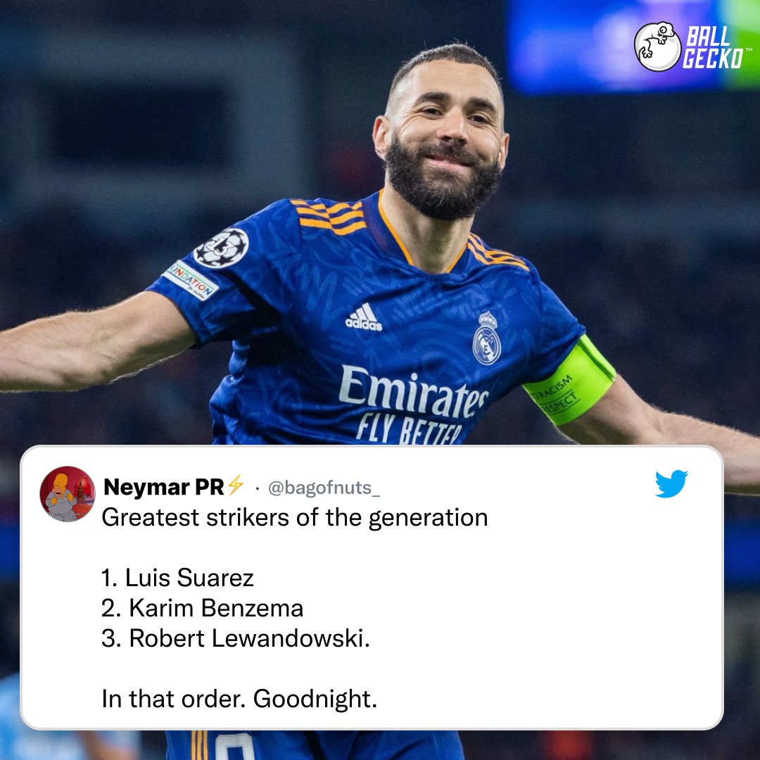 Do you agree with this strikers ranking? 

1. Suarez
2. Benzema 
3. Lewandowski 

#Ballgecko | #GetInTheGame | #Strikers | #benzema | #suarez |#Lewandowski | #AsSeenOnTwitter