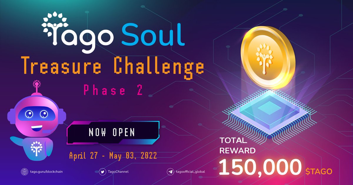 💎 “TAGOSOUL TREASURE CHALLENGE PHASE 2” HAS NOW OPENED 🔥

🎁 ATTRACTIVE REWARDS  - UP TO 150.000 $TAGO | 1000 WINNERS⚡

Join here 👉 gleam.io/competitions/t… 

Follow us at t.me/tagoofficial_g…

#Tago #TagoSoulTreasureChallenge2 #TagoVerse #AITagoSoul #TalktoEarn