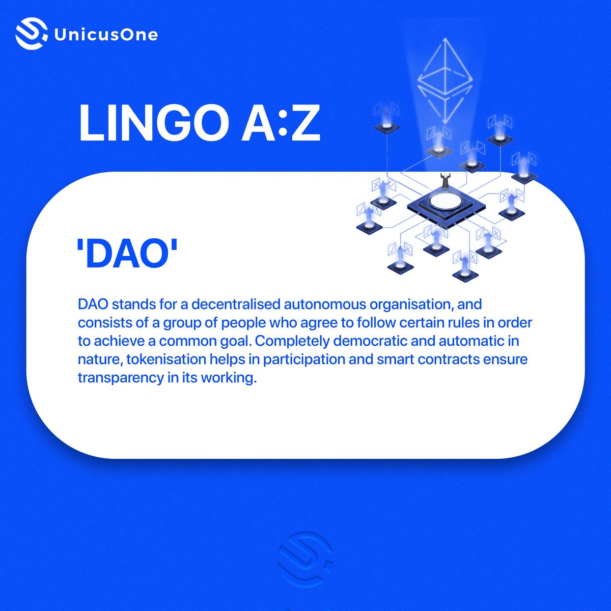 Unicus_One's tweet photo. Let's make this Wednesday less boring and more brainy for you!
Yet again bringing you a lingo to improve your intellect.
#bitcoin #crypto  #defi #investments #web3 #mining #coin #metaverse  #meta #dao  #decentralized #cryptomarket #cryptolife  #wordoftheday #lingo #UnicusOne https://t.co/ojyc9zU7yW