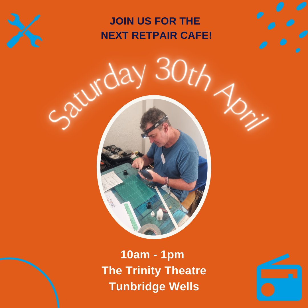 ⭐️ Repair Cafe this Saturday! 10am-1pm  @trinitytheatre Bring your broken household items and our team of wonderful volunteers will help you. Sadly not everything is repairable, but our team will advise you of anything that can be done to bring your loved items back to life👨‍🔧️