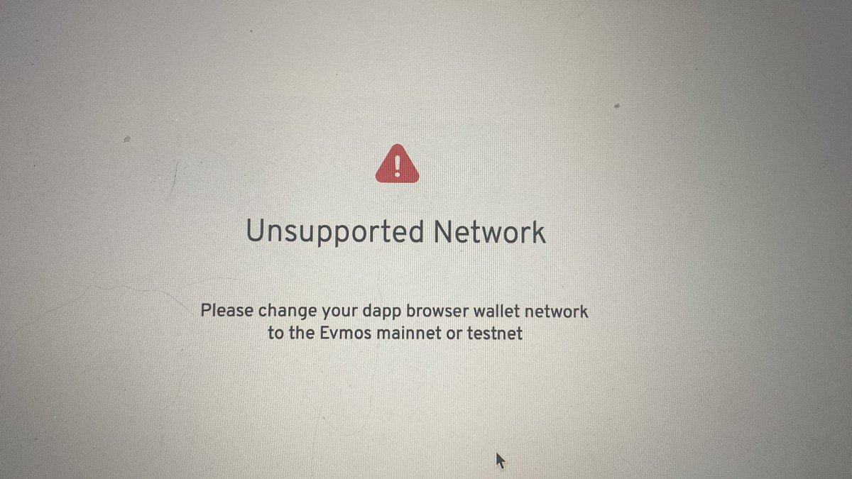 EatingTYT's tweet photo. @EvmosDomains @EvmosOrg “Unsupported Network” Please change your dapp browser wallet network to the mainnet or testnet https://t.co/677HDMP0j4