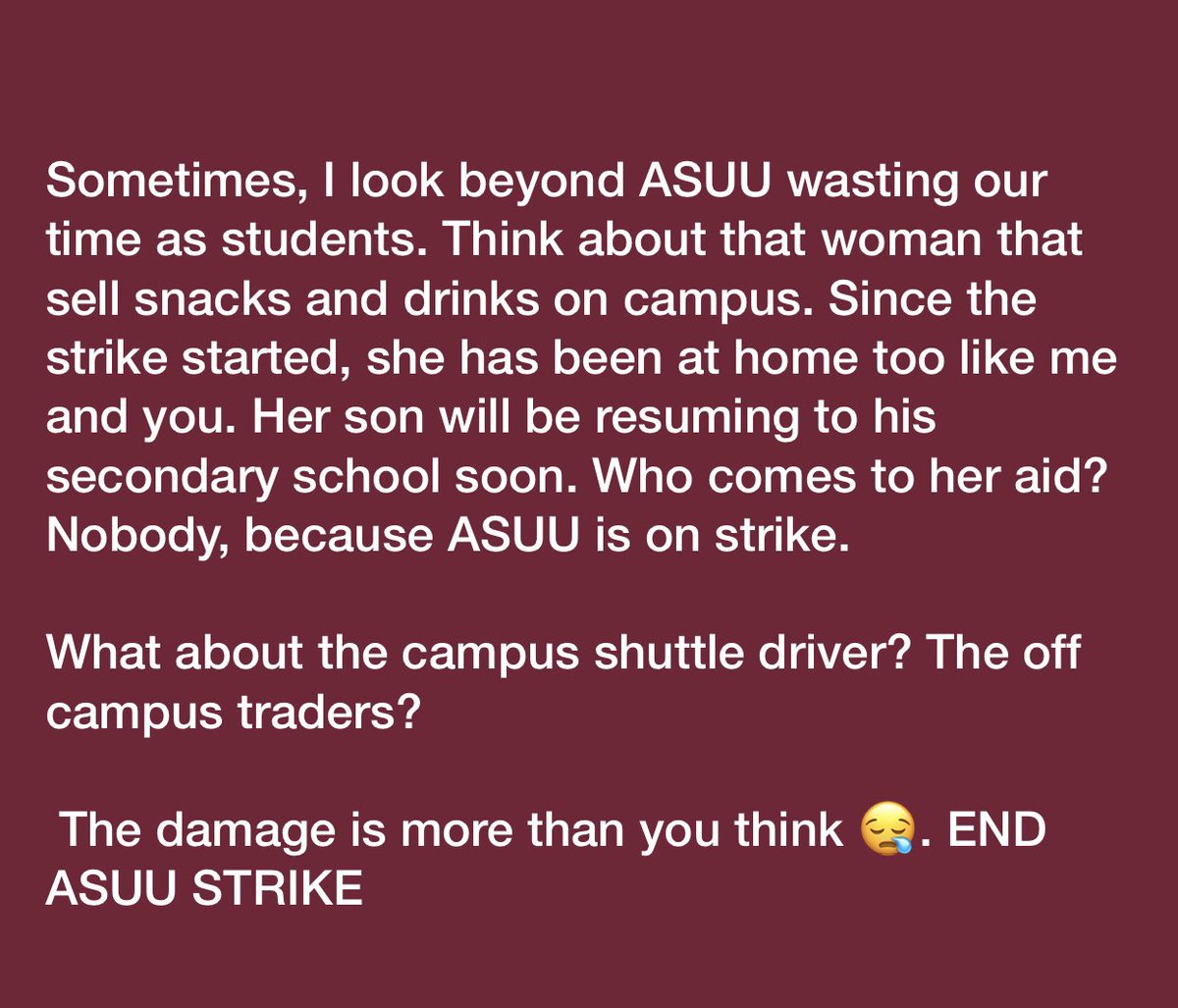#EndASUUStrike 💔
Post credit: @CodedofFUTMINNA