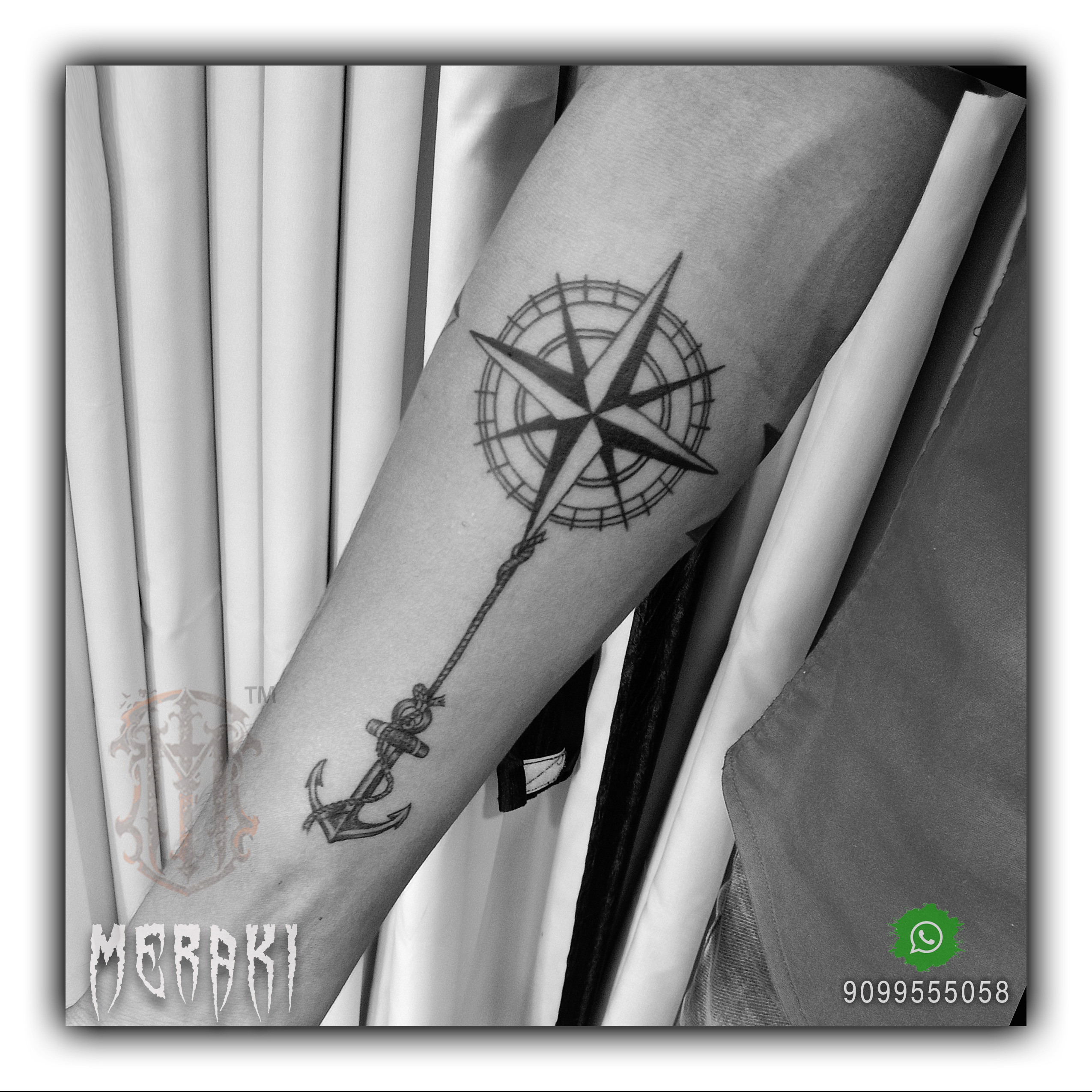 Anchor and compass tattoo deals