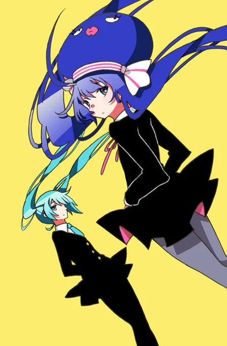 音街ウナ+初音ミク/イラスト 