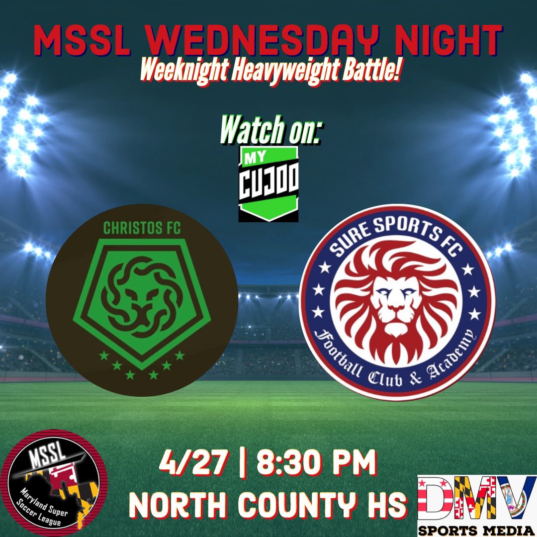 GUESS WHOS BACK!?

<a href="/ChristosFC/">Χριστός</a> returns to MSSL  action tonight after a <a href="/USASARegion1/">USASA Region I</a> cup campaign following a victory in BOTH <a href="/marylandsoccer/">Maryland Soccer</a> state cups…

They will face stiff opposition in <a href="/SureSportsSC_MD/">Sure Sports Soccer Club</a> , a team which is HOT 🔥 

WATCH LIVE: 
mycujoo.tv/view/event/cl2…