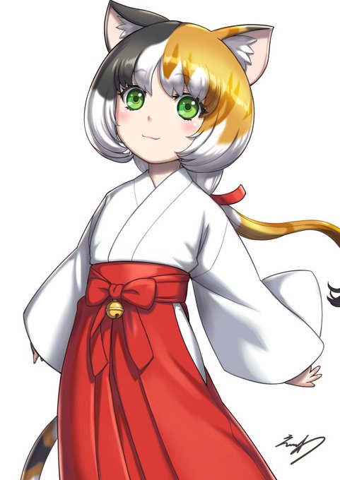 #ロリが見たかったら私をフォローすると良いです
オリジナルキャラクター三毛猫巫女のコフクです。 