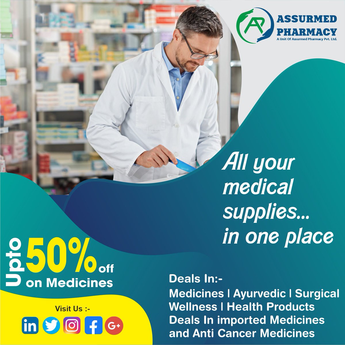 assurmedphrmacy's tweet photo. All your medical supplies....
in One Place.
Upto 50% OFF on Medicines.
Assurance of Cure, Health &amp; Happiness.
Visit Us:- https://t.co/aPOGIJiZAX

#firstborn #firstaid #timeless #time #cure #curese #curedmeat #medicinestudent #medicines #health #healthy #healthtips #healthylife https://t.co/5HUNcsSh3o