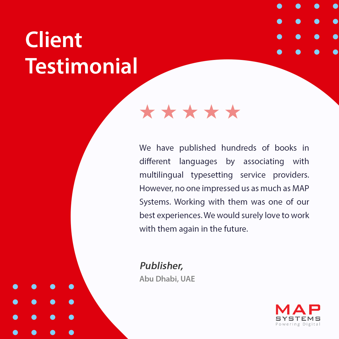 MapSystemsIndia's tweet image. #ClientTestimonial #multilingualtypesetting