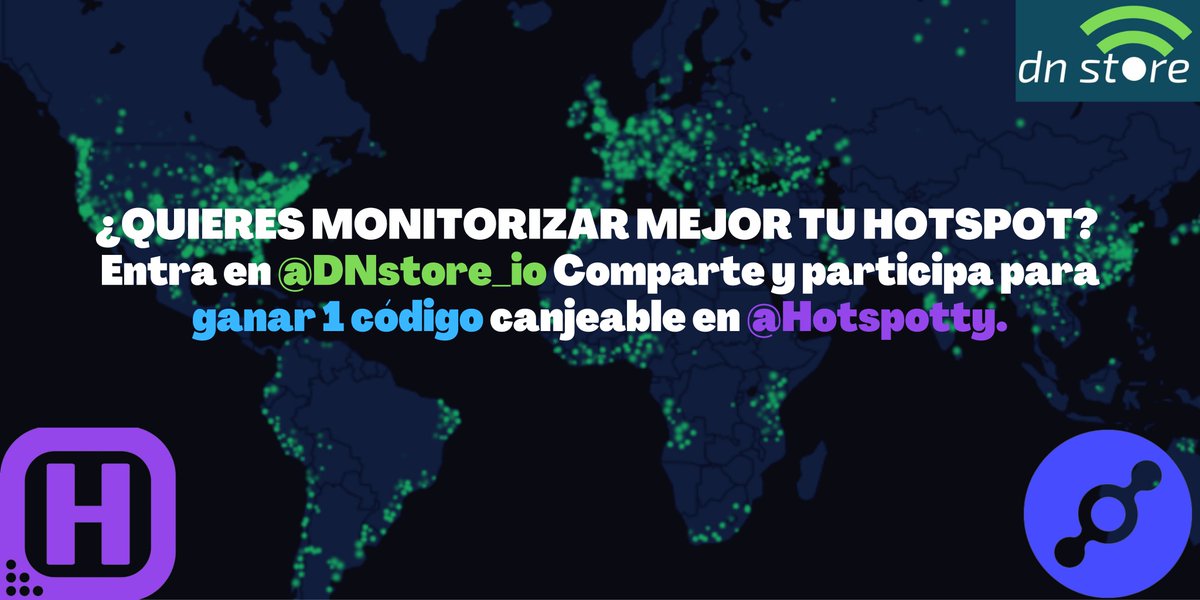 DNstore_io's tweet photo. Comparte y participa para ganar 1 código canjeable en @hotspotty
1.Sigue a @DNstore_io y activa sus notificaciones 
2. Me gusta + Retweet a este tweet
3. Responde a este tweet con 1 foto de tu #hotspot o en que usarías la red @helium 
Viernes 29/04 elegiremos ganador
@sensecapmx https://t.co/CqgcM601mf
