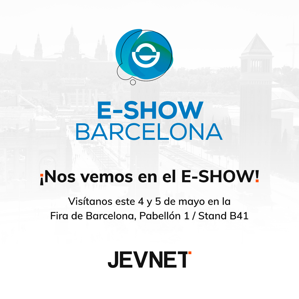 Jevnet's tweet photo. 😎 ¡El próximo 4 y 5 de mayo participaremos en @eshowesp la mayor feria dedicada al e-commerce y Marketing Digital. ¡Te esperamos en stand B41 - Pabellón 1!
#eShowBCN22 #jevnet #agenciamarketingdigital https://t.co/q783pl3NGU