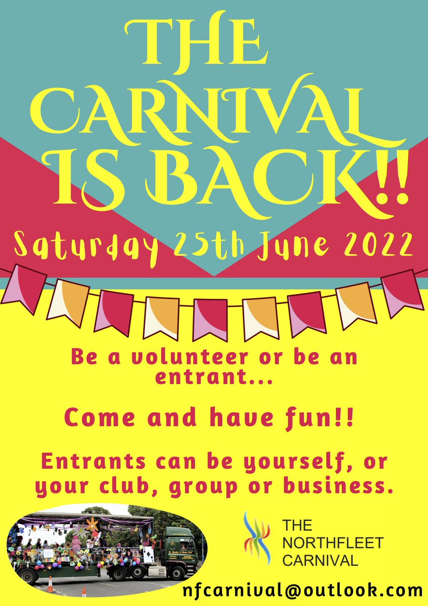 NFCarnival's tweet photo. Ladies and Gents.... We're back !! Please share the information out there as we are looking for more entrants.
#Carnival #CarnivalCraze #CarnivalChasers #CarnivalIsLife #Gravesend #RiverThames #Northfleet #GraveshamKent #VisitGravesend #Kent #NorthfleetCarnival2022 https://t.co/HLh0mZOEiy