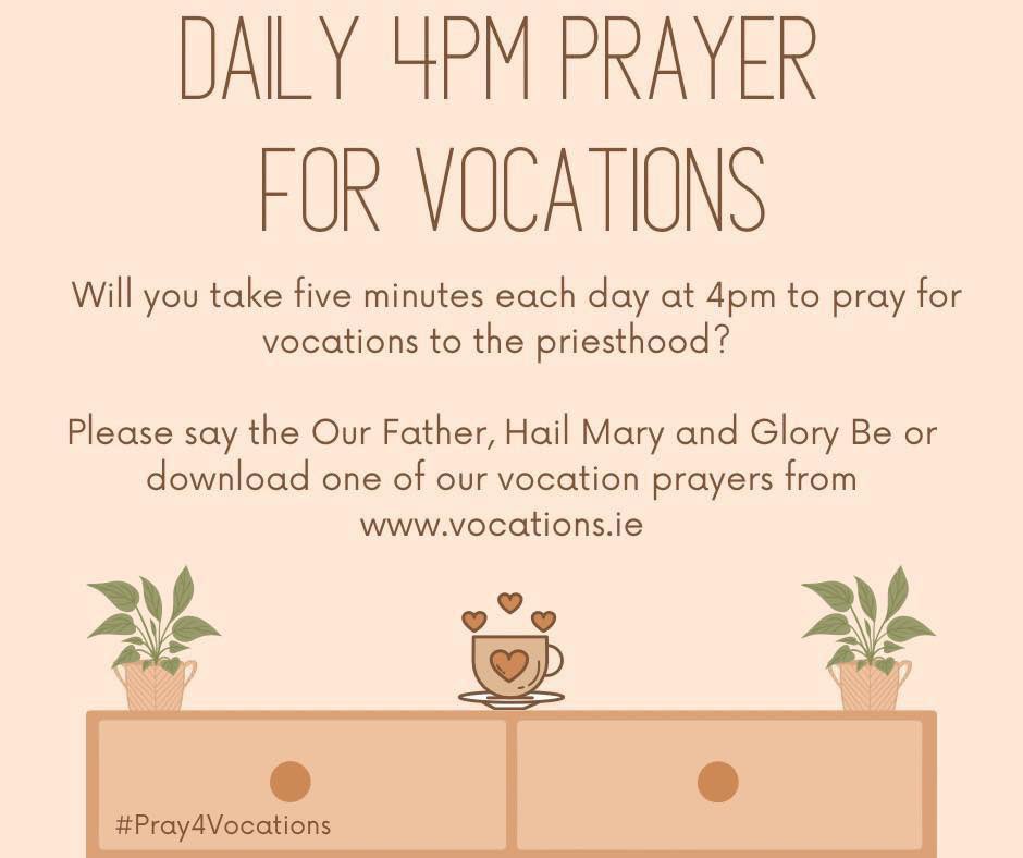 NVocations's tweet photo. Remember to #Pray4Vocations at 4pm today and every day! https://t.co/Kd4JrO9QLb