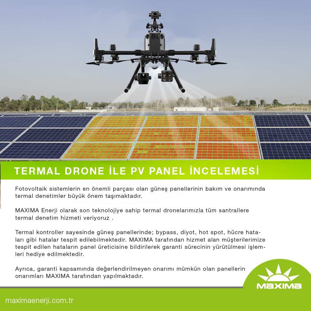 MAXIMA Enerji olarak son teknolojiye sahip termal dronelarımızla tüm santrallere termal denetim hizmeti veriyoruz .

Hizmetlerimizle ilgili detaylı bilgi almak için bizlere ulaşabilirsiniz.
lnkd.in/dCWQFvMJ

#GES #Thermaldrone #Hotspot #Bypass #Diyot