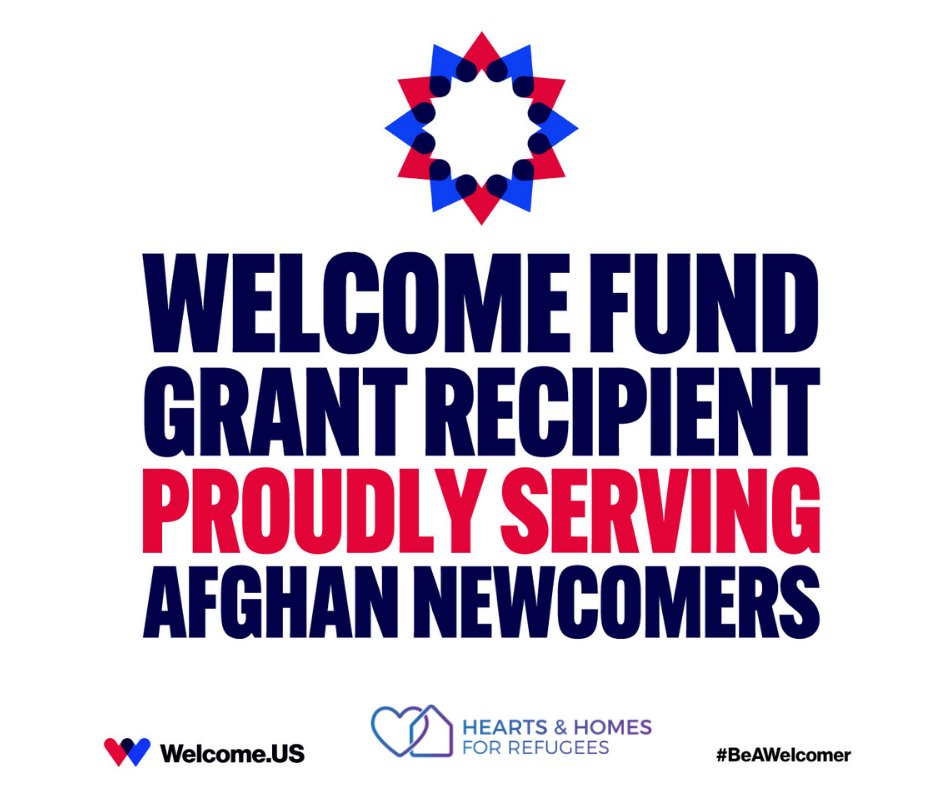 Hearts & Homes for Refugees is thrilled to have received a grant from Welcome.US to continue our important work serving Afghan newcomers and refugees from around the globe. 

Learn how you can #BeAWelcomer at heartsandhomesforrefugees.org