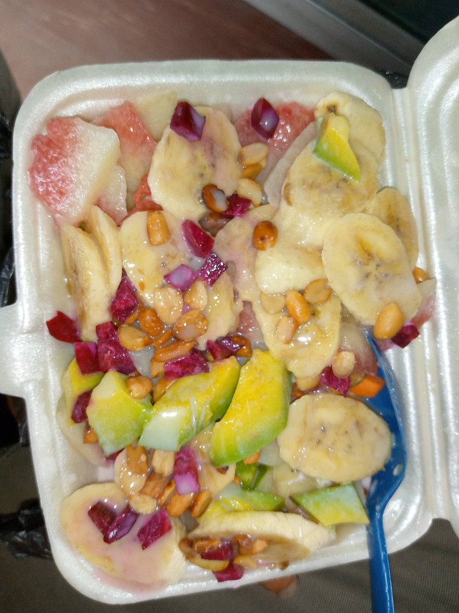 NwaBishop_'s tweet photo. Lunch (fruit mix)
Banana x cucumber x watermelon x beetroot x groundnut x condensed milk = #IssaGoal https://t.co/6PQmZ13r5w